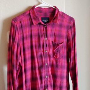 Soft Pink Plaid Flannel Shirt